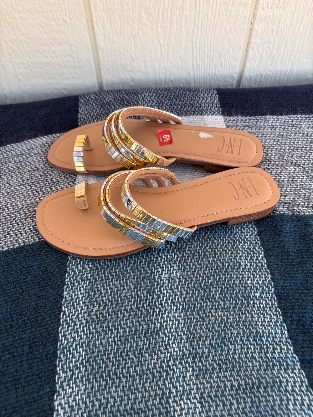 INC International Concepts Tan Slide Sandals Women’s Size 6.5